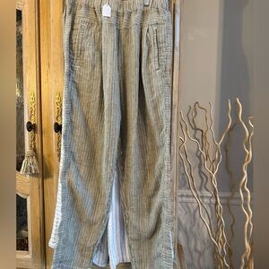 Anthropologie Striped Linen Pants